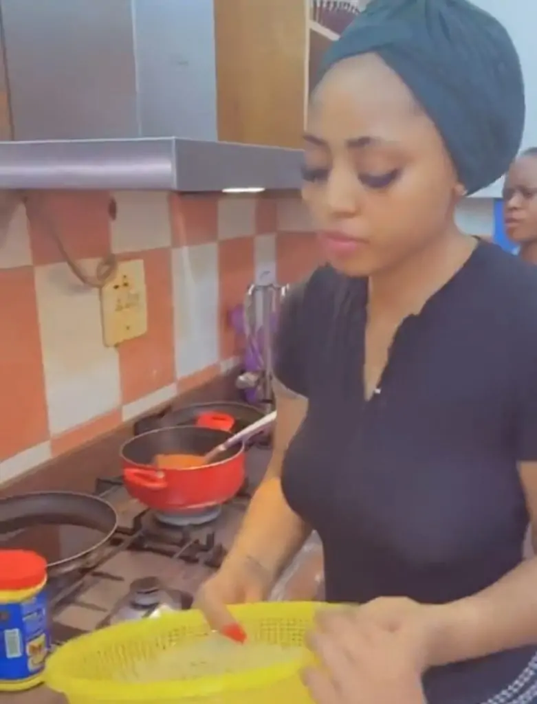 Video of Regina Daniels cooking for her family gets people talking